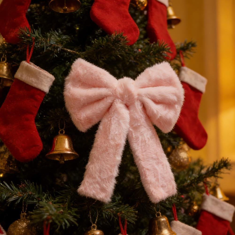 Valentine's Day Pink Plush Big Bow Atmosphere Decoration Pink Cute Creative Decorative Plush Bow Fluffy Edge Bows Ornament