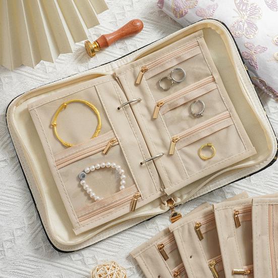 Jewelry Organizer with Zipper And Removable Pages Design Portable Travel Jewelry Bag