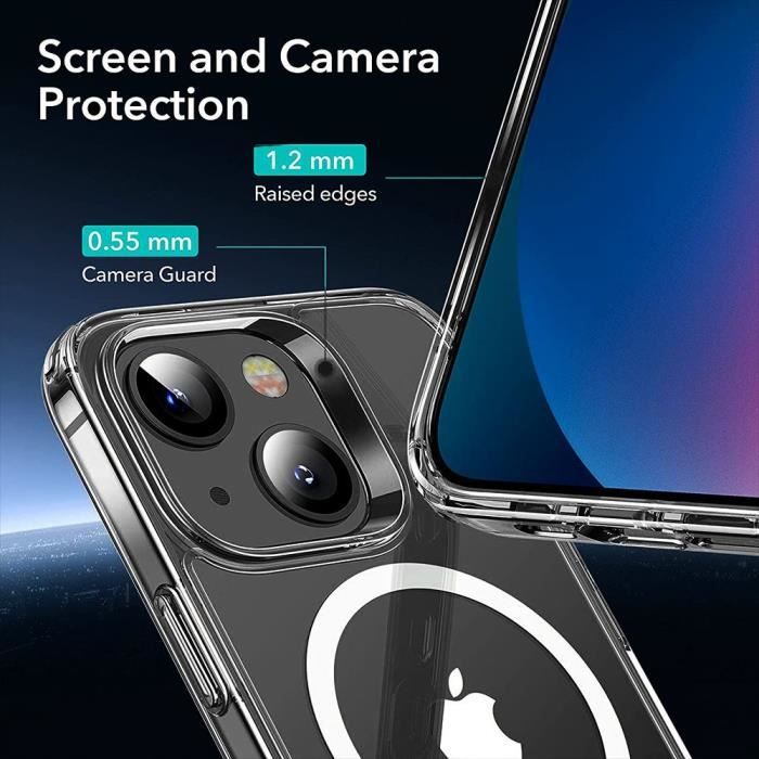 Coque pour iPhone 14 - Transparent - Antichoc - Cercle Magnétique - Compatible Chargeur Sans Fil