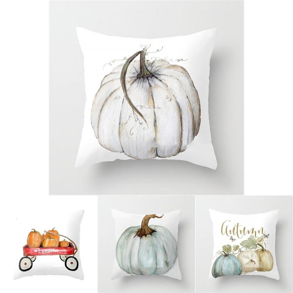 Copricuscino Lussuoso con Zucca Acquerellata per Decorazioni di Halloween e Ringraziamento