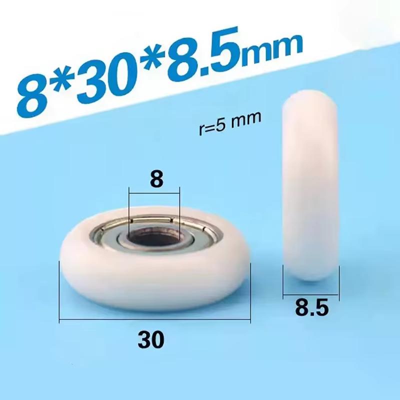 1Pc 608 ZZ 8*30*8.5mm POM Nylon Round Type Roller Wheel POM Wrapped 608ZZ Bearing Pulley Plastic Wheel