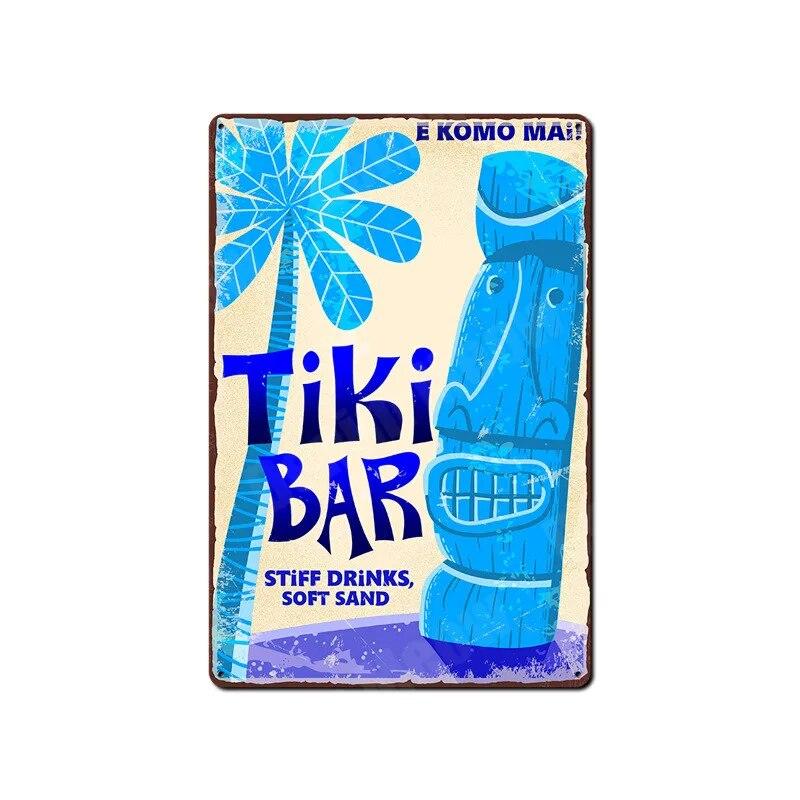 Tiki Bar Wall Art Posters, Tin Signs, Beach Bar, Hawaii Surfing, Vintage Home Decor, Tin, Pub, Cafe, ZSS16