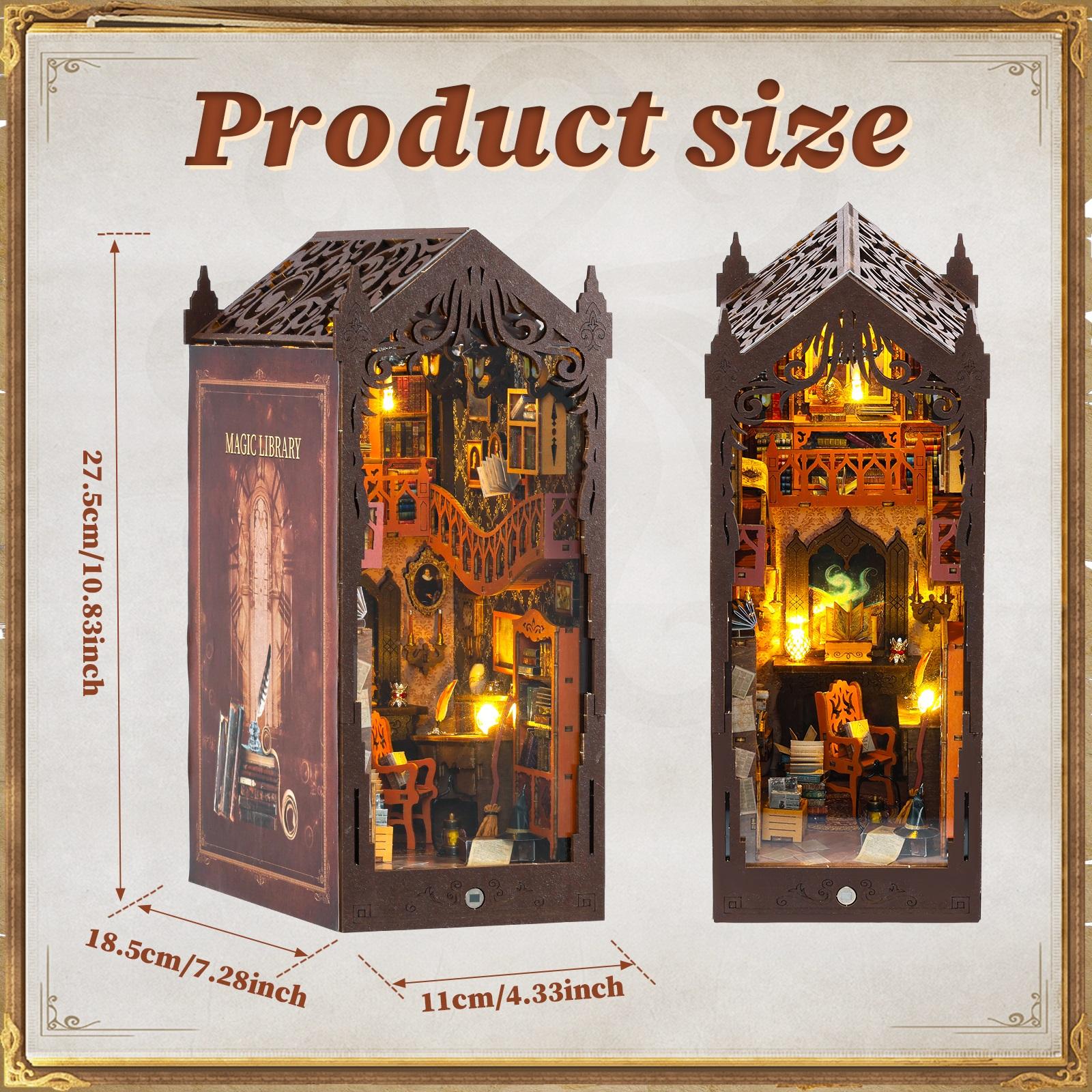 3D Bookend Bookshelf Insert Decor Magic World Miniature Dollhouse Model DIY Puzzle Insert Bookshelf Booknook Birthday Xmas Gift