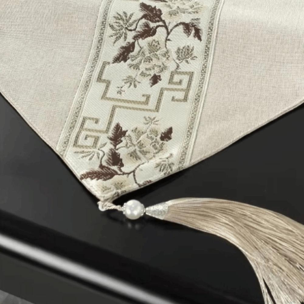 Chinese Style Retro Table Flag Washable Tea Table Cloth Floral Table Runner Festive Party Decor