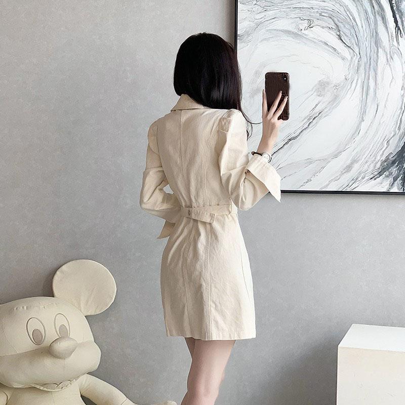 Denim Dress for Women French Short Dress Long Sleeve Workwear Wrap Hip Casual Ladies Style Casual Korean Sexy Mini Dress