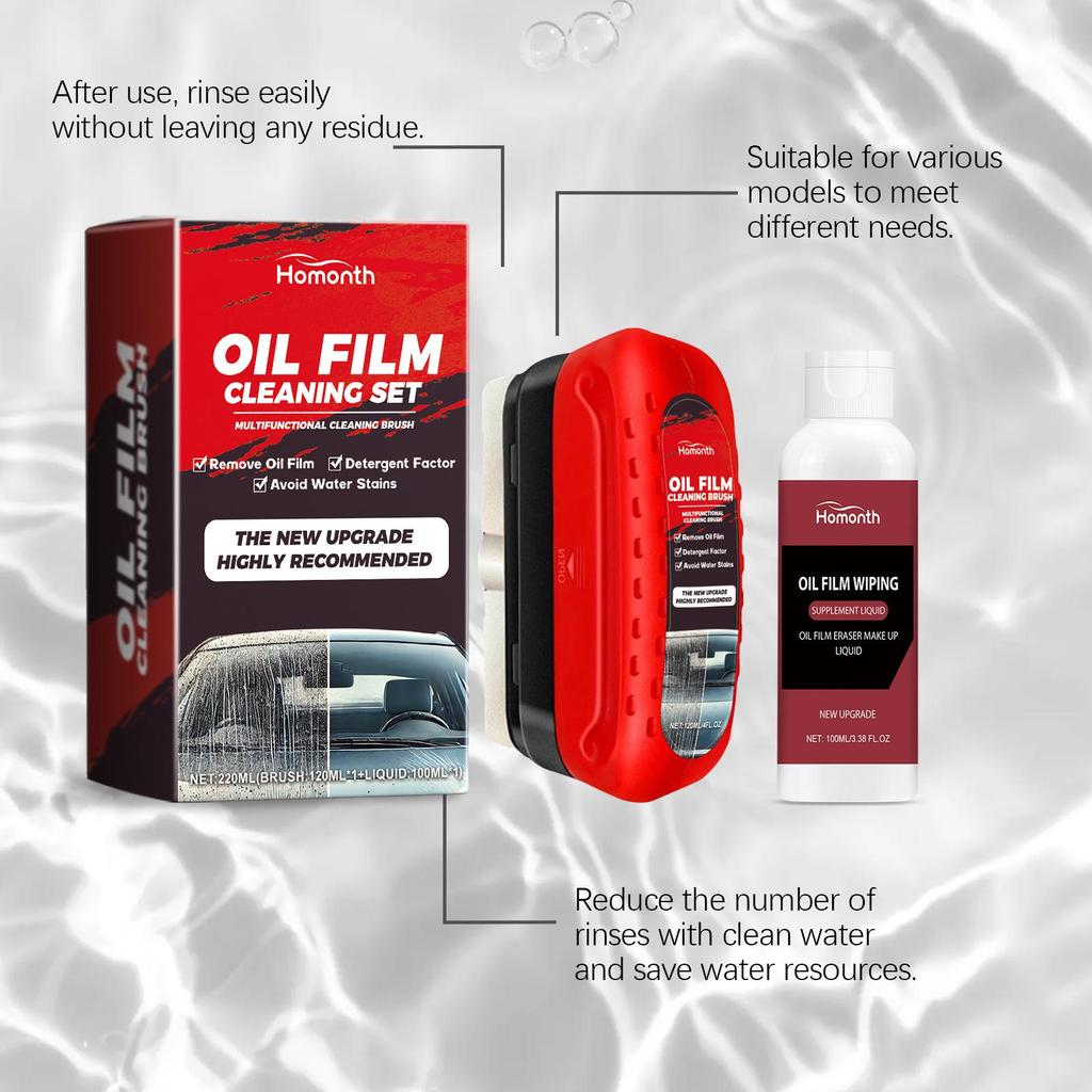 Homonth Car Glass Glossy Powerful Car Windshield Cleaner Oil Film Remover Car Window Glass Cleaner Removes Dirt Car Cleaning Brush