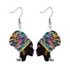 Boucles d'oreilles acryliques Symbole de liberté Mois de l'histoire des Noirs pour Femmes Filles, Bijoux festifs d'unité noire de style bohème Boucles d'oreilles Fille africaine avec foulard