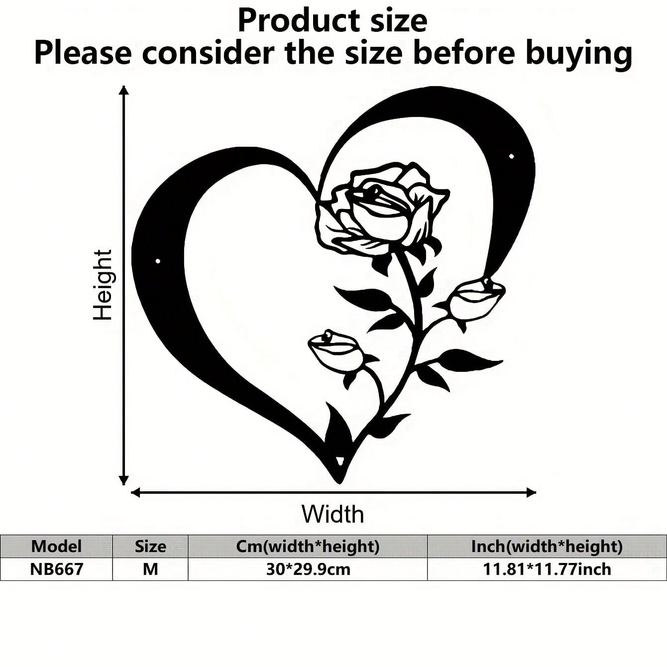 

Metal Wall Art Heart Rose Garden Stake Romantic Gift Anniversary Valentine