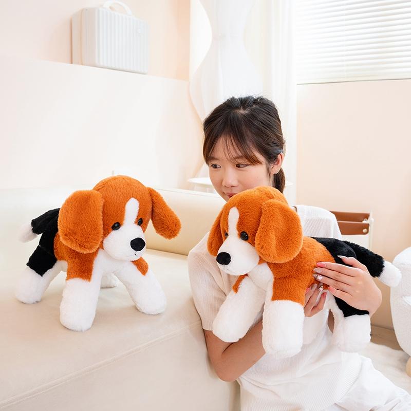 Realistic Beagle Dog Plush Toy Soft Fluffy Standing Puppy Stuffed Animal Doll Cute Pet Plushies Birthday Gift for Kids Girls