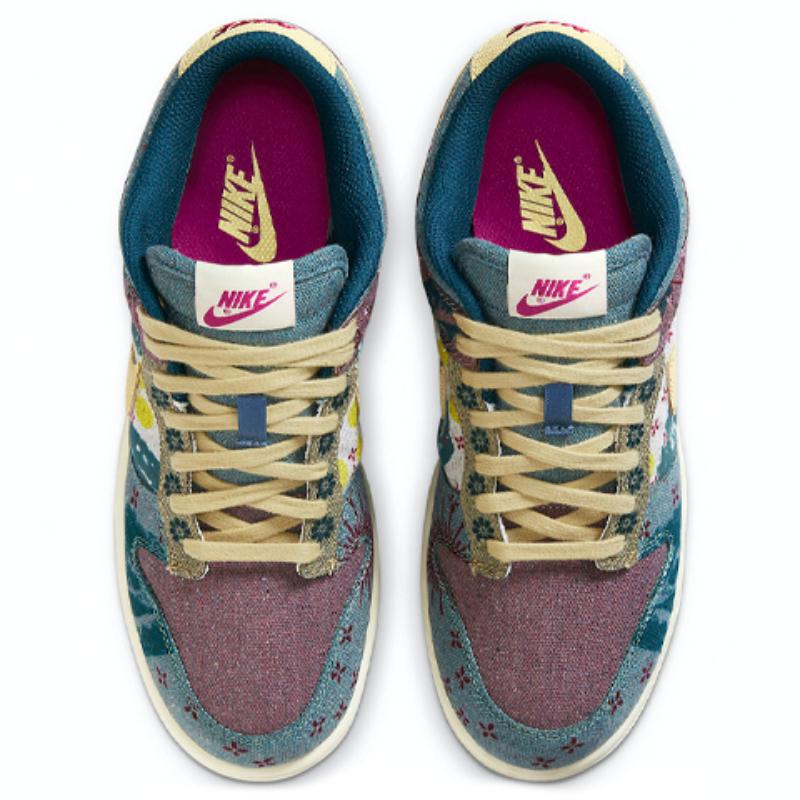 Nike Dunk SP Community Garden Canvas Fabric Lemonade Wash Small Cashew Flower Low-top Skate Shoes Unisex Blue and Yellow