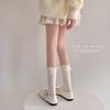 Lace Socks, Cute Mid-calf Lolita Ribbon Bow, White Pile Long Calf, Retro