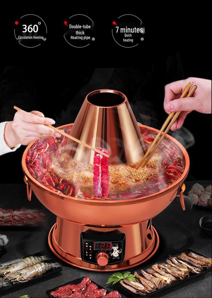 Reiner Kupfer Verdickter Hot Pot - Traditionelles Pekinger Stil Doppelgeschmacks Kupfer Kochgeschirr