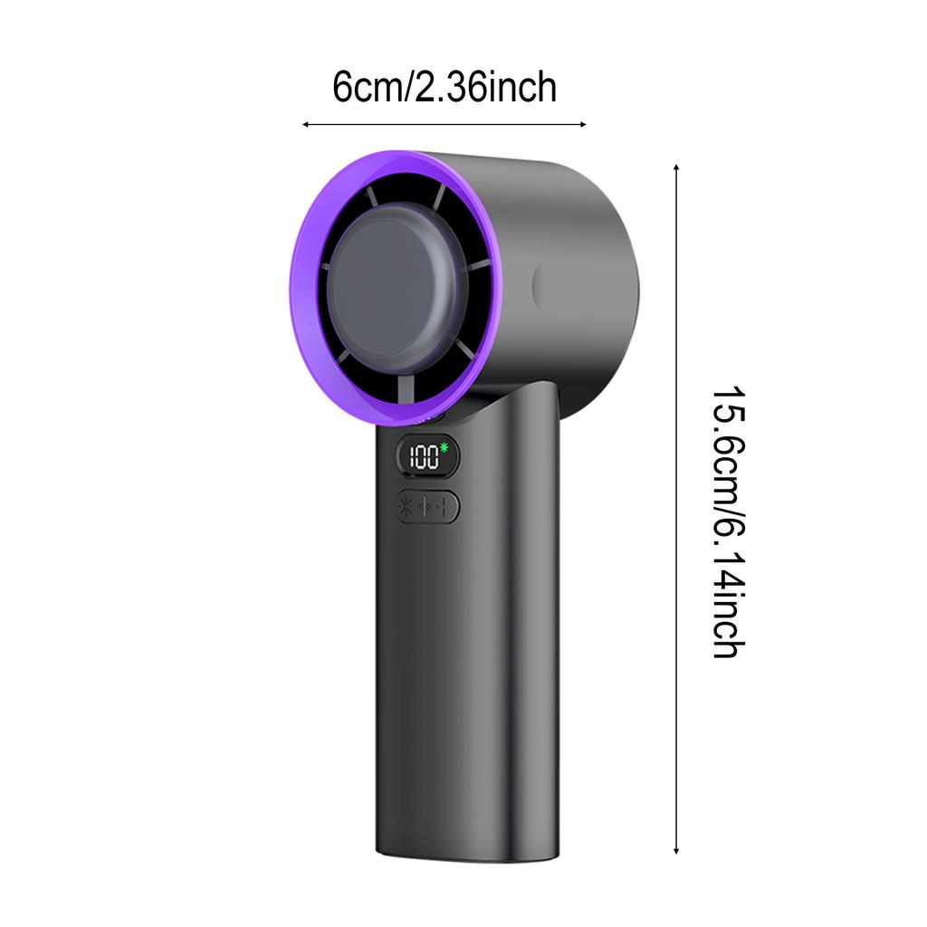 100 Speed Portable Fan with LCD Display, Handheld Cooling Fan, 10m s High Wind Speed, 4000mAh Battery, Ice Ceramic