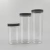 Black Lid Wide Mouth PET Food Jar for Snacks, Nuts, Grains, and Honey.