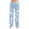 Womens Pajama Pants Sleepwear Casual Drawstring Elastic Waist Pants Comfy Straight Yoga Loose Trousers