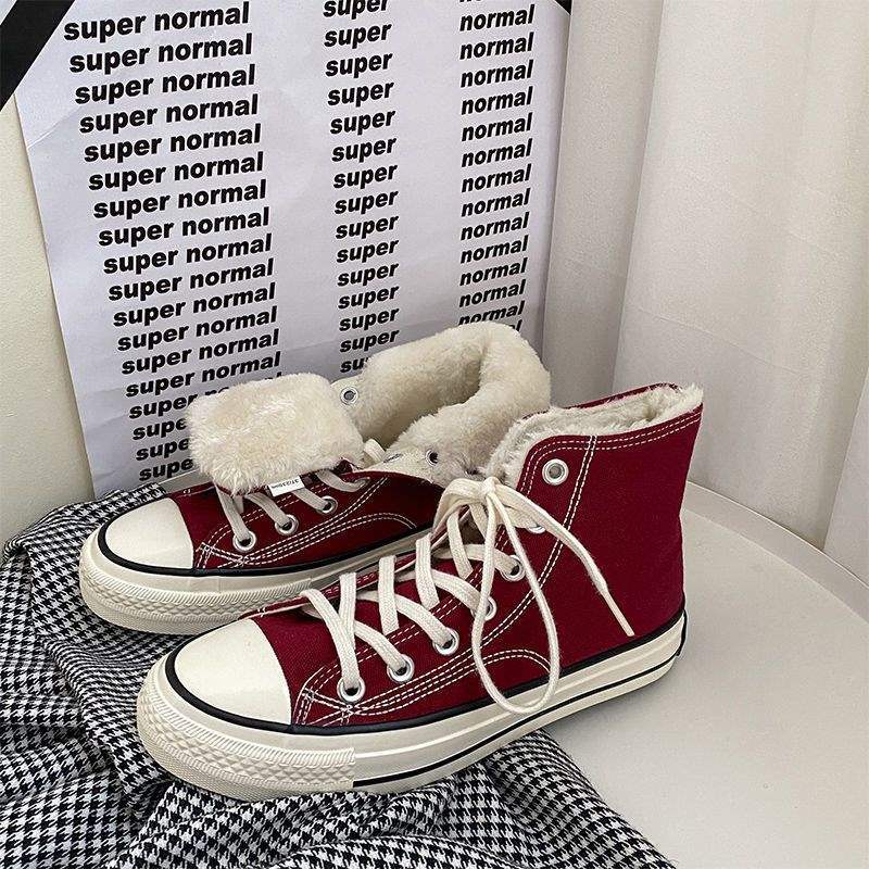 Niche Shoes Children's Winter Velvet Canvas Shoes 2025 Autumn and Winter New Students Korean Version Warm and Thickened Two Cotton Shoes