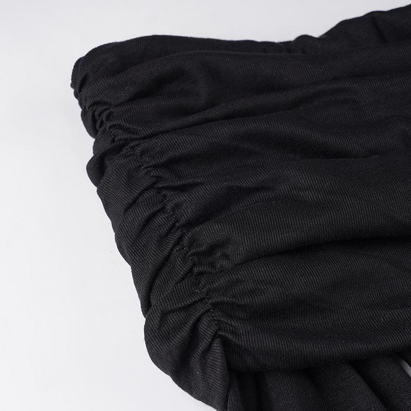 Women's Solid Colour Temperament One Shoulder Long Ruffle Hem Split Long Sleeve Dresses