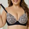 Leopard Print Plus Size Bra That Pushes Up Large Breasts Makes Them Appear Smaller Prevents Sagging and Reduces Side Breast Tissue