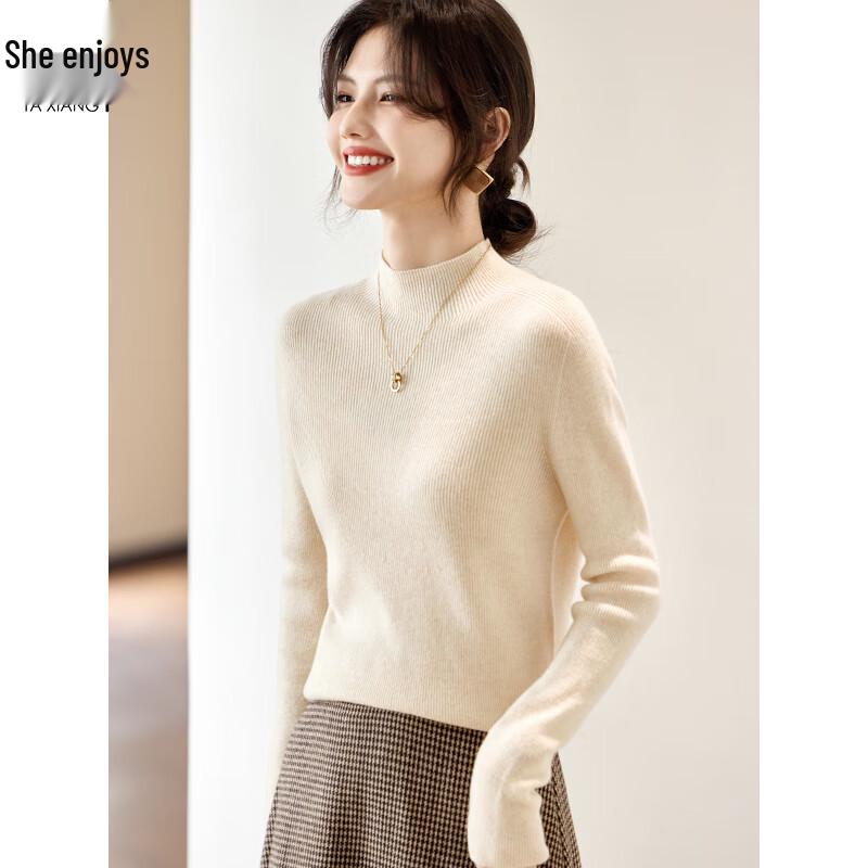 Women's 100% Wool Half-High Collar Sweater