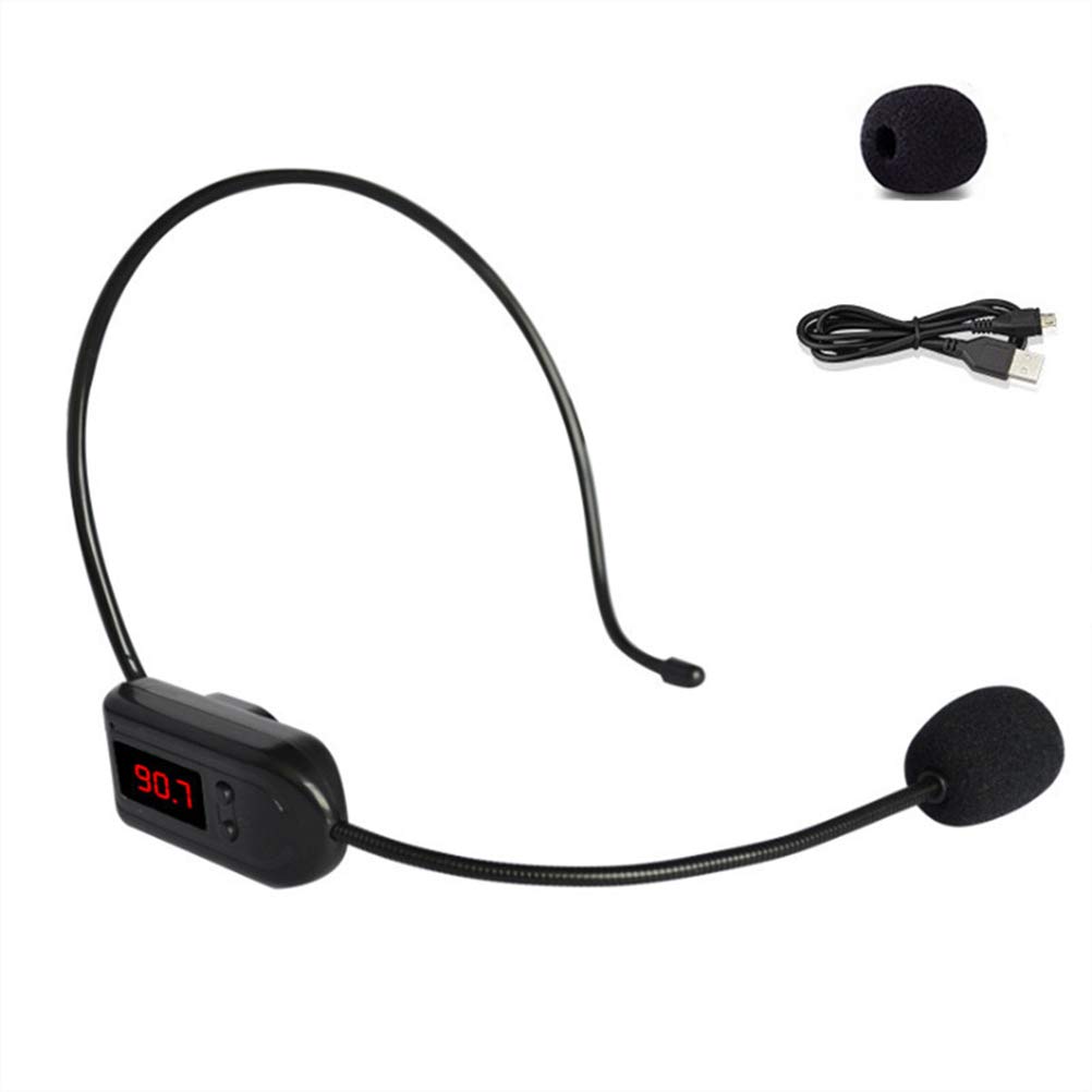 Sanwer FM Wireless Microphone, Portable Speaker Headset Microphone, Wireless, Lightweight Stereo Microphone, FM Recording, Video Recording,