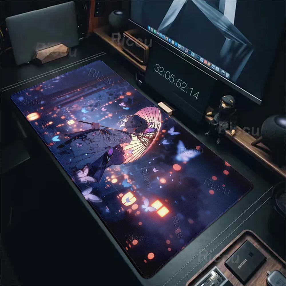 Mouse Pads Extended PC Purple Flower D-demon Slayer Desk Mat New Kochou Shinobu Table Mat Laptop Anime Girl Gamer Rubber Carpets