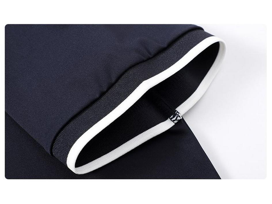 Men's Fashionable Quick-Dry Color Block Polo Shirt with Stand Collar