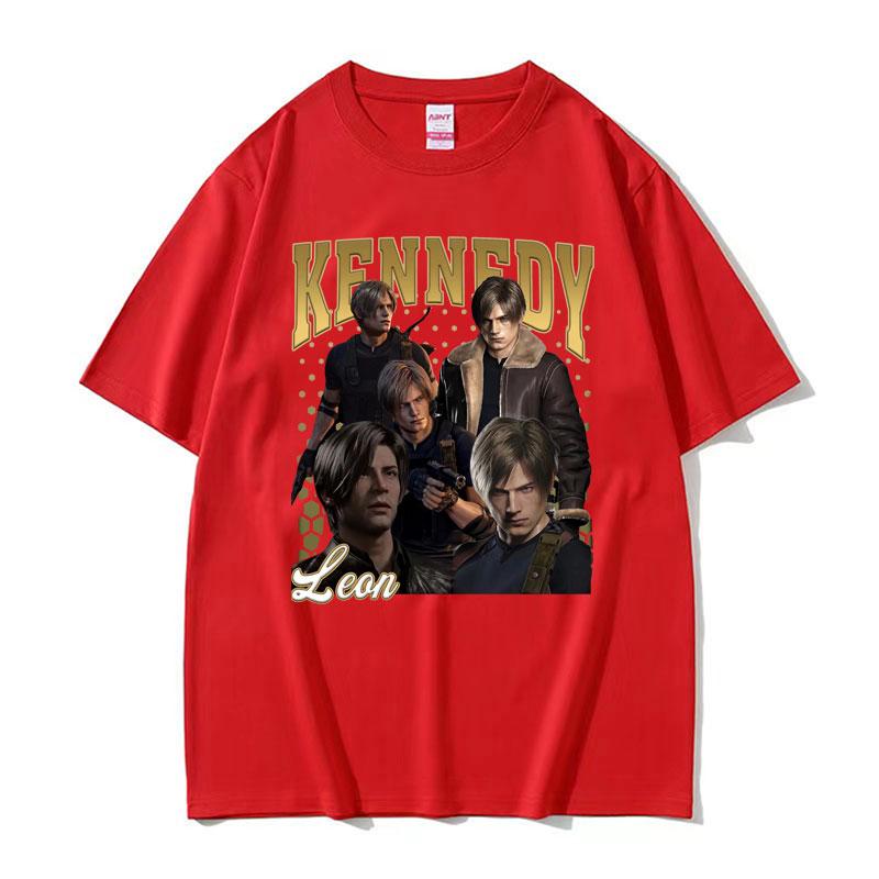Limited Leon Kennedy Vintage Graphic T Shirt Dent Evil 4 Harajuku Movie Tee Shirt Unisex Women Fashion Oversized T-shirt Streetwear 4XL