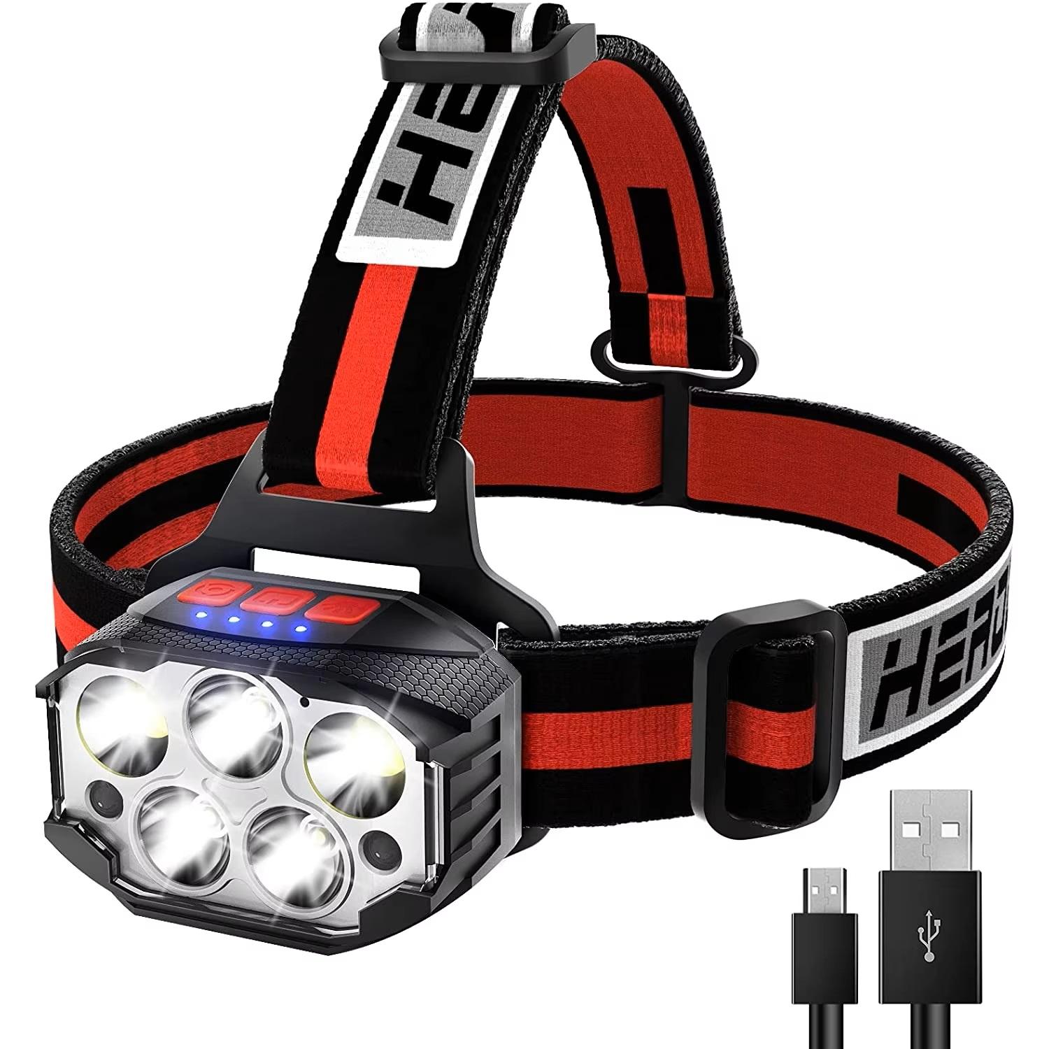 

1500 Lumens Usb Rechargeable Headlight 7 Modes Motion Sensor Head Light Waterproof Headlamp Sports Camping Portable Flashlight красный