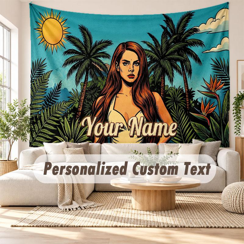 Benutzerdefinierte Namens-Wandbehang-Tapisserie, Lana Del Rey Dekorative Hintergrund-Tapisserie für Wohnheim, Zuhause