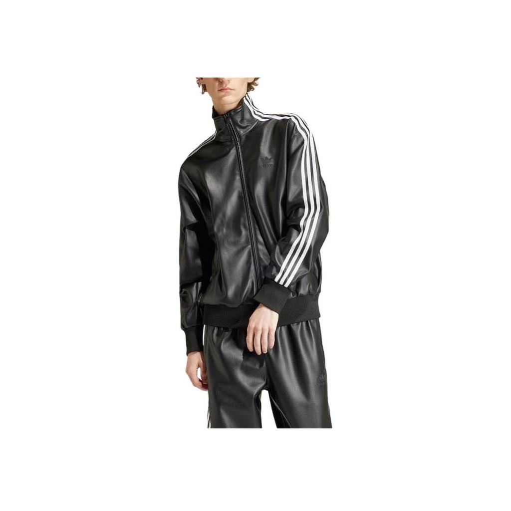Adidas Originals Adicolor Series Striped Logo Print Zip-Up Collar Fitted Long Sleeve Jacket Men Jacket Black IZ4033