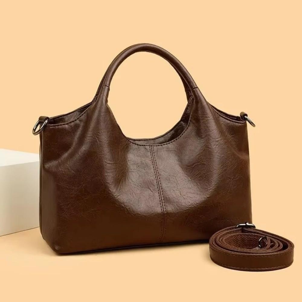Fashion PU Leather Tote Bag Soft Texture Large Capacity Shoulder Bag Lightweight Ladies Handbag Women
