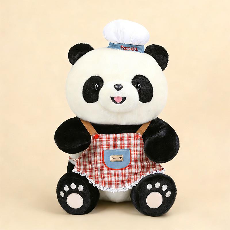 Cute Chef Panda Plush Toy with Apron - Children's Comfort Doll & Birthday Gift