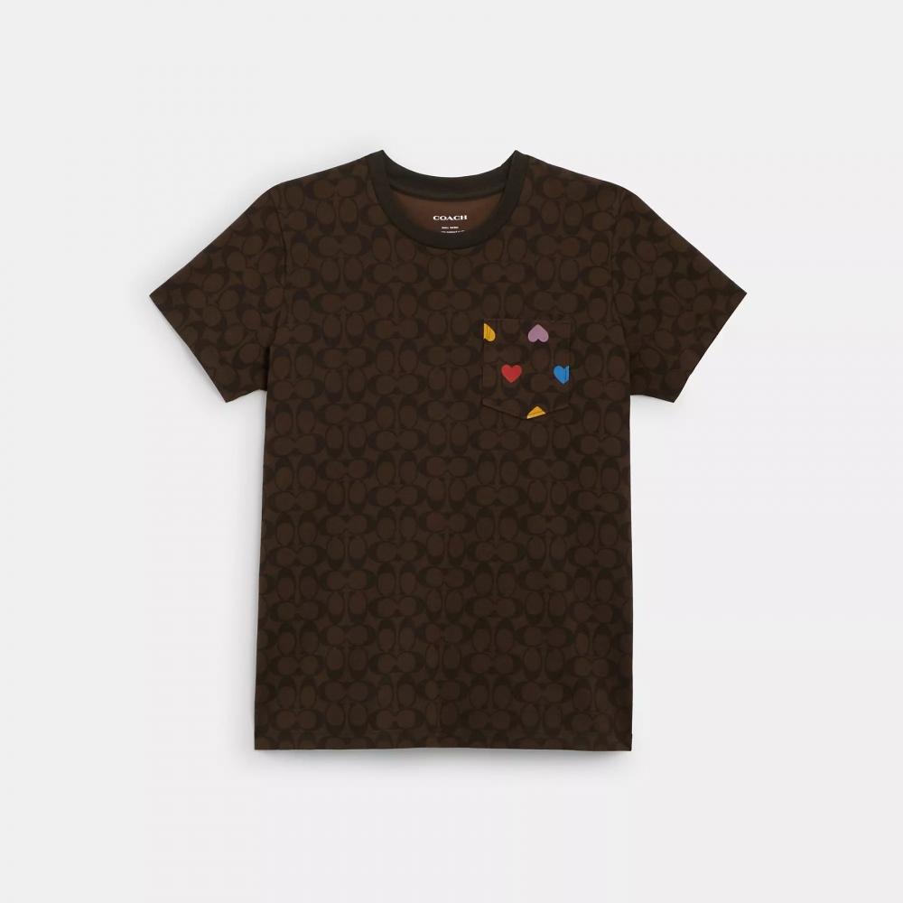 

Футболка с подписью Coach Rainbow Heart