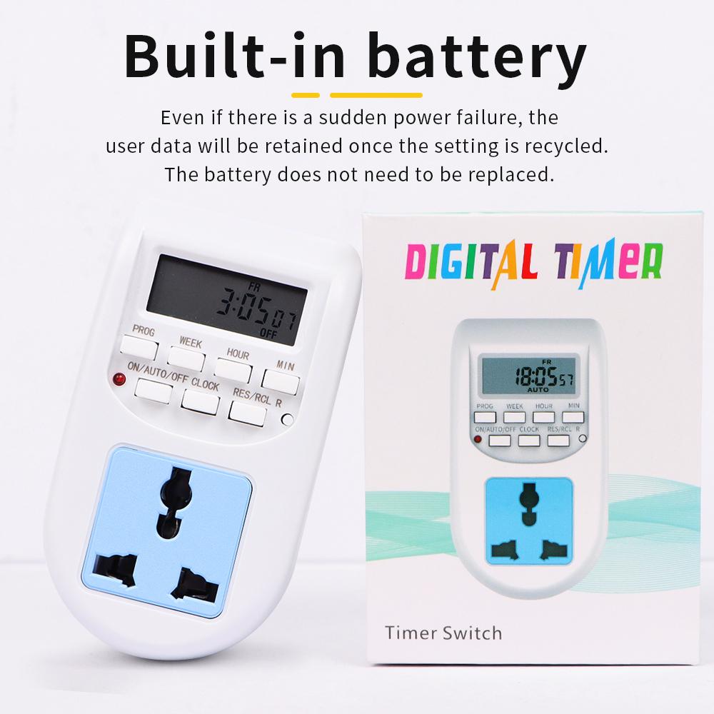 Intelligent Digital Timer Switch 220V 7 Days Weekly Programmable Electronic Timing Socket EU Plug Outlet Appliance Time Control