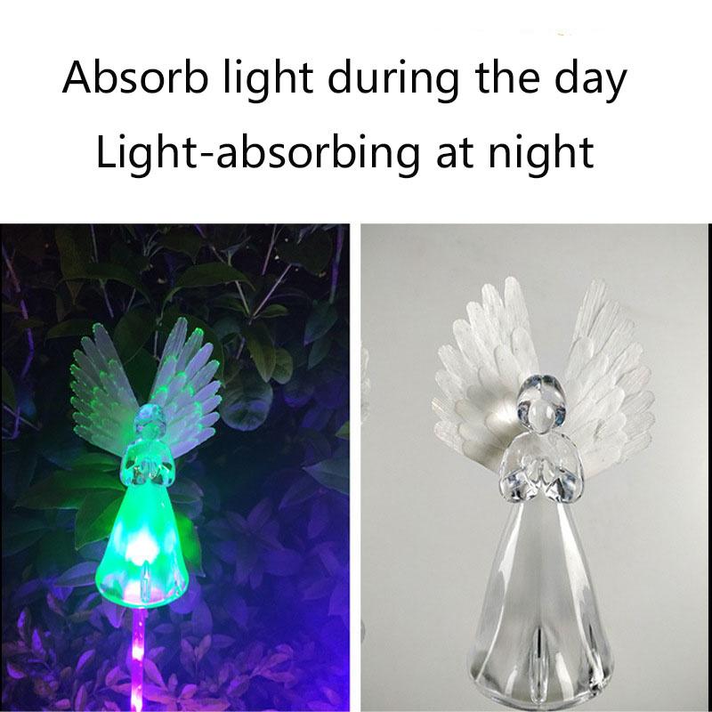 LED-Solar-Bodenlampe, Engelsstil, Solarlicht, Gartenlandschaft, Bodenlampe, Simulation, dekorative Rasenlampe, wasserdicht, bunte Lichter