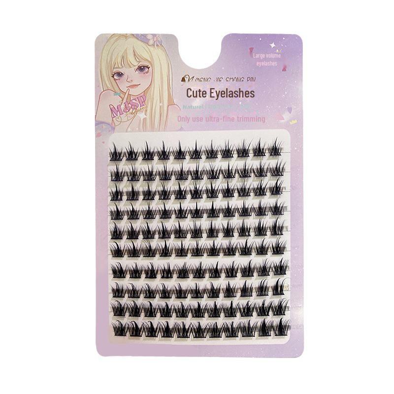 Mengji Shangpin Natural Thick Faux Wild Devil Eyelashes - 10 Rows for Women, Photogenic Cartoon Style