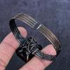 Ammolite Gemstone Handmade Copper Wire Wrap Cuff Bangle Adjustable ET-4972