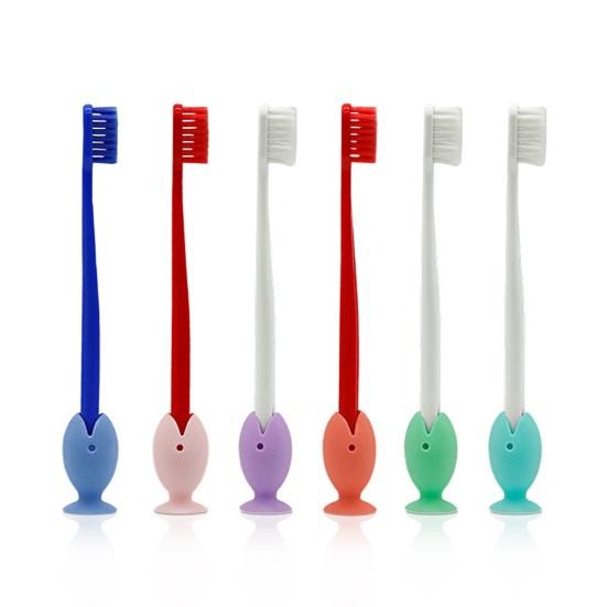 2 Piezas Soporte para Cepillo de Dientes Forma de Pez con Ventosa Fuerte Soporte para Cepillo de Dientes Silicona Suave Drenaje Rápido Organizador de Baño