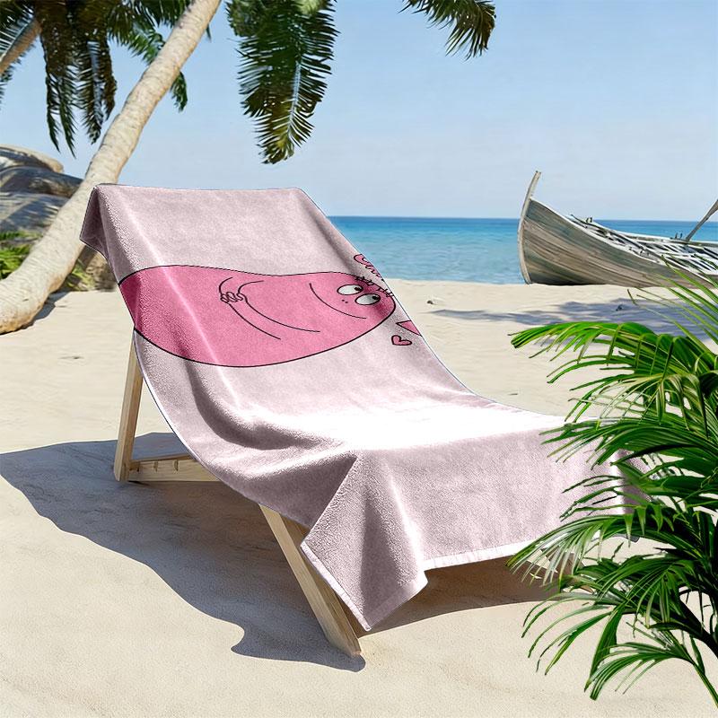 Barbapapa Art Print Beach Towel, Large Soft Quick Dry Towel for Beach Camping Swimming