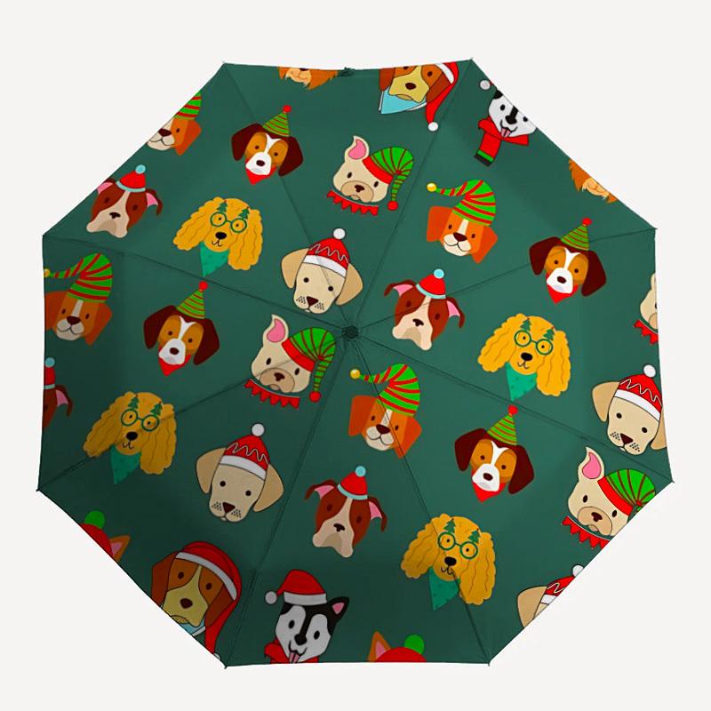 1pc Christmas Dogs Umbrella - 8-Rib Automatic Open/Close, Fashionable Compact Umbrella for Outdoor Adventures yy250813205
