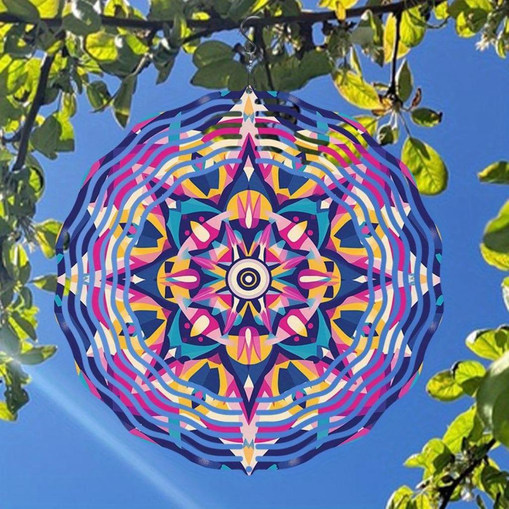 3D Metal Wind Spinner - Vibrant Mandala Art Garden Decor | Outdoor Wind Chime for Patio, Yard | No Electricity Kinetic