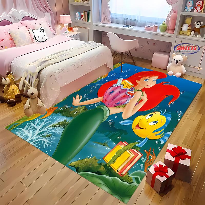 New Shelves! Little Mermaid Ariel Princess Carpet, Living Room Bedroom Office Area Kid's Room of Choice,Non-slip Mat Potdemiel