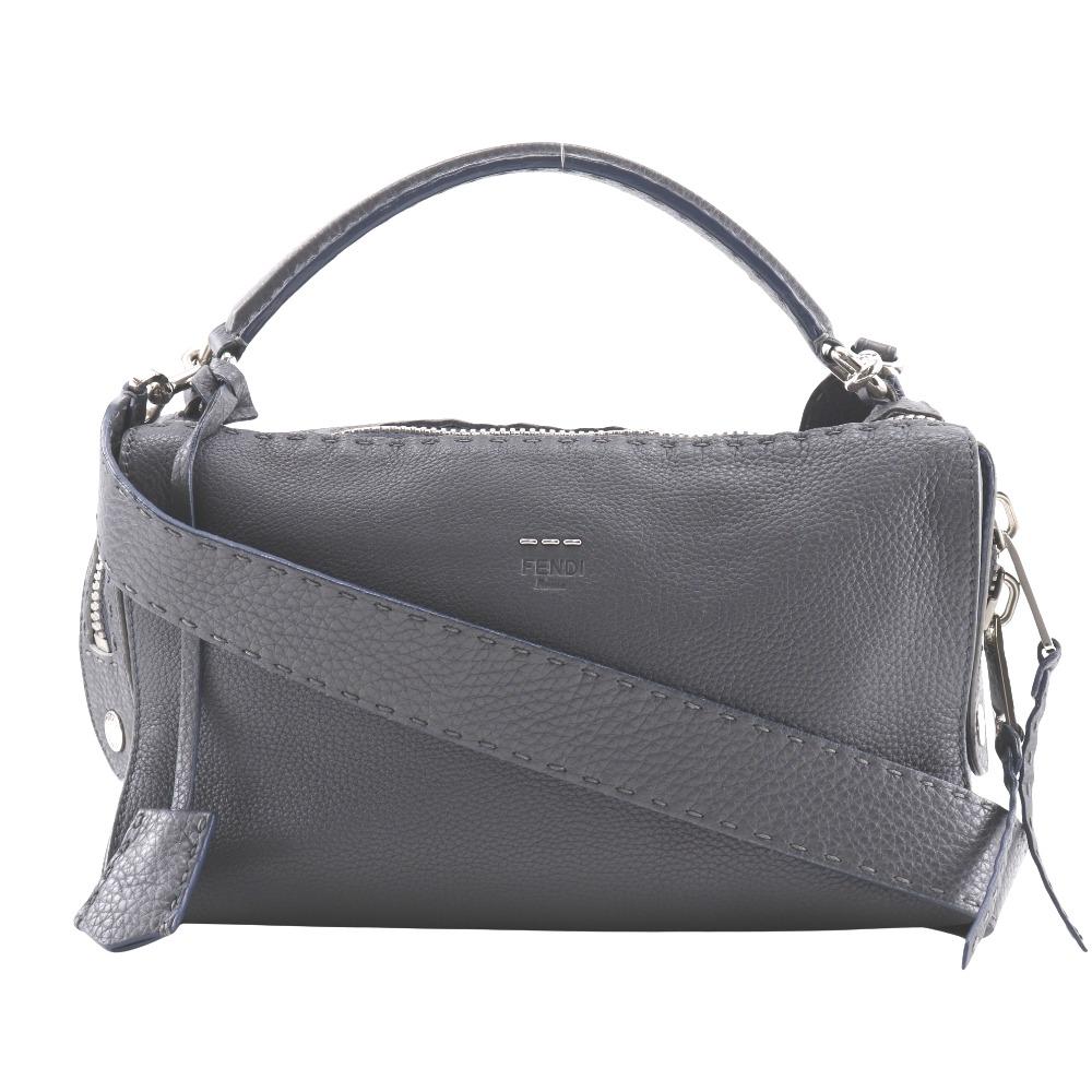 FENDI Celeria Ray Handbag 8BL137 2WAYShoulder gray Calfskin Women Used