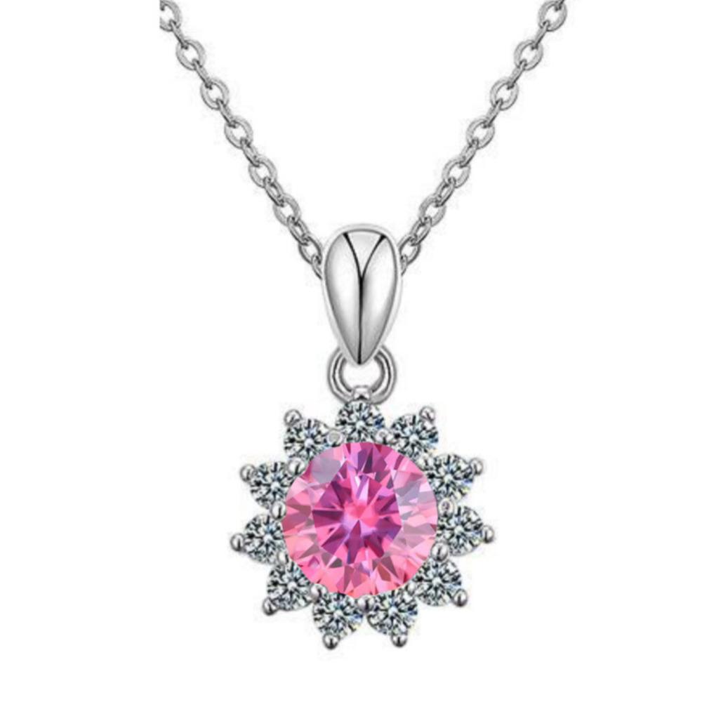 6.5mm Snowflake Halo Round Cut Moissanite Pendant Necklace S925 Sterling Silver For Women