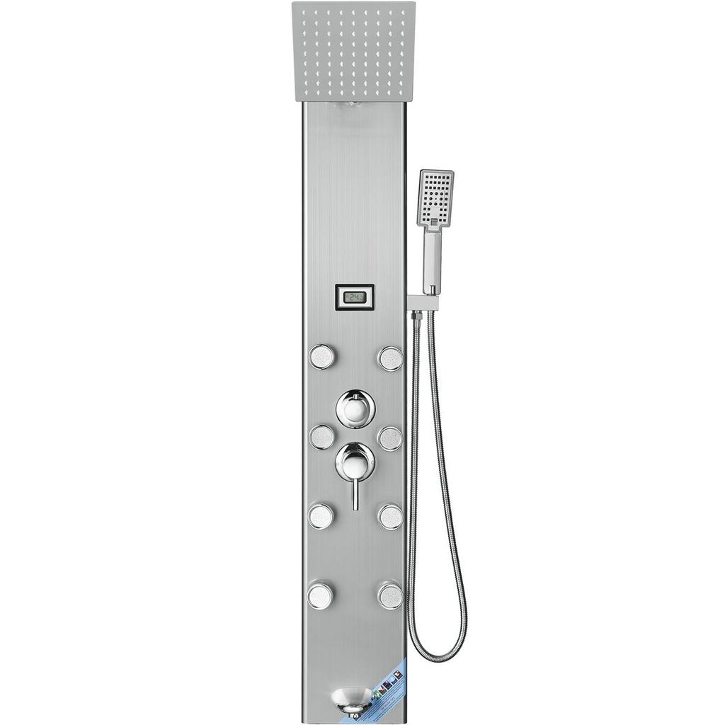Shower Panel Tower System 6 Modes Digital Display Stainless Steel Rainfall