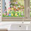 Easter Decorative Eggs Tulip Plant Wall Sticker Removable Eco Friendly PVC Waterproof Self Adhesive Window Sticker For Home Balcony Glass Decor