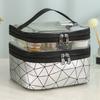 Large Capacity Double Layer Makeup Bag Portable Toiletry Bag with Compartment Travel Makeup Bag for Women Travel Essentials