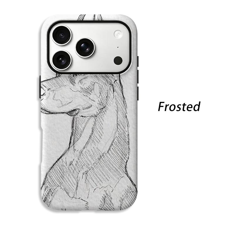 Graceful Minimalist Equestrian Horse Pencil Line Art Sketch Film Aesthetic Protective Shockproof Bumper Case For iPhone 14 15 16 Pro Max Plus