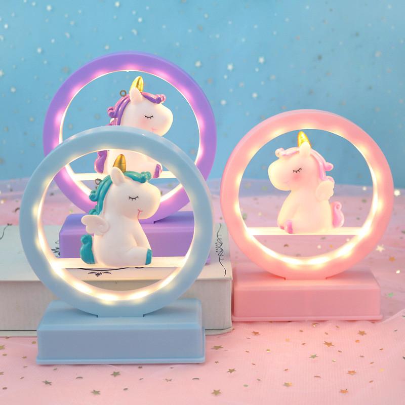 Cartoon Cute Unicorn Led Night Light Music Box Desktop Decor Ornament Gift For