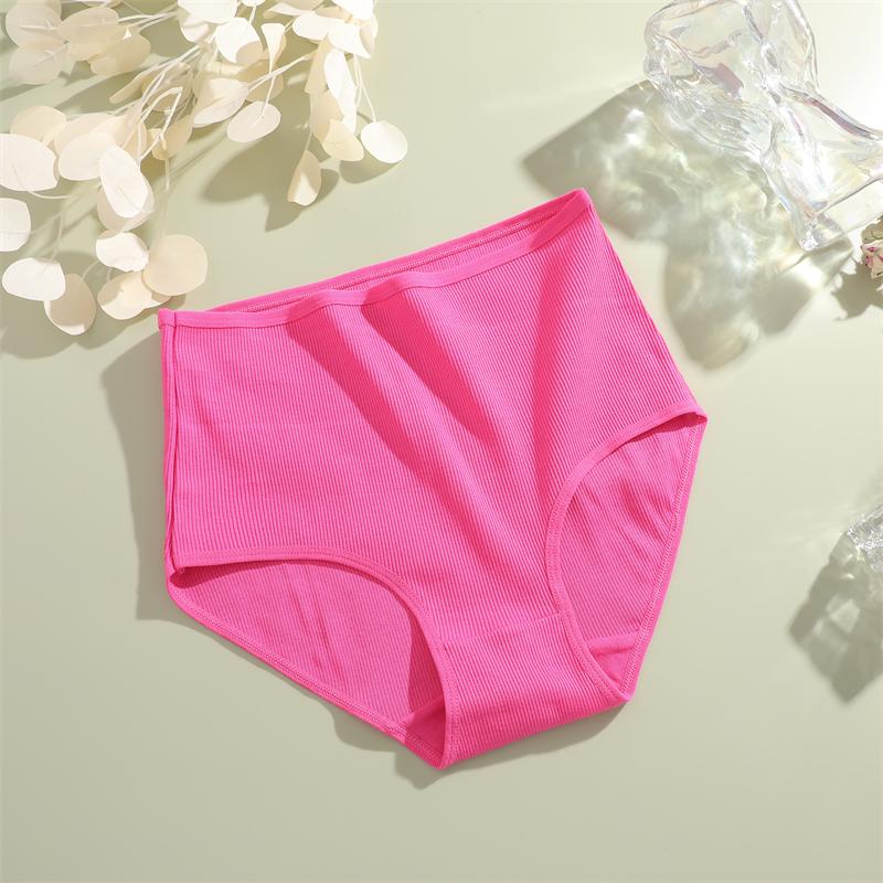 FINETOO Cotton Plus size Underwear Women's Striped High Waist Panties Sexy Elastic belt Breathable Brief 14 Colors Soft Lingerie